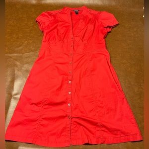 Mango Basics Short-Sleeve Button-Down Safari Shirt Dress Red S 12 (Euro XXL)